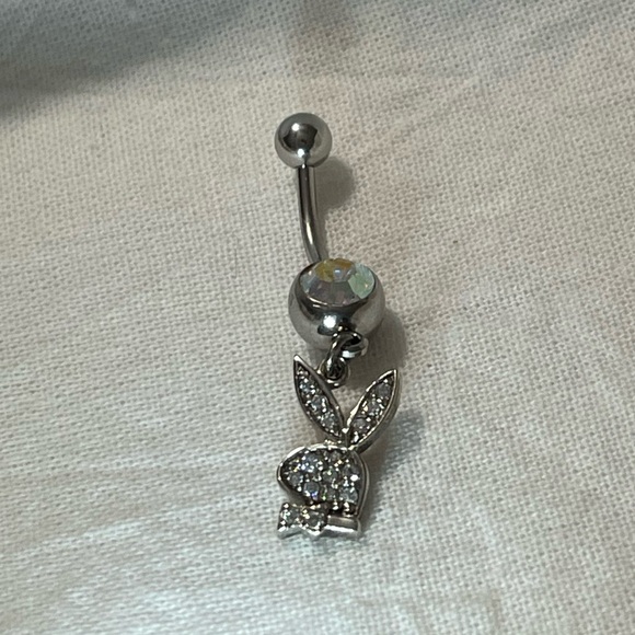 PLAYBOY Navel Ring Clear Rhinestones Silver, 14G, 316L - Item# B09389424 - Picture 8 of 17